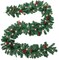 Pre-lit 9 ft Christmas Garland with Red Berries and Pine Cones, 50 Waterproof LED Lights (1)